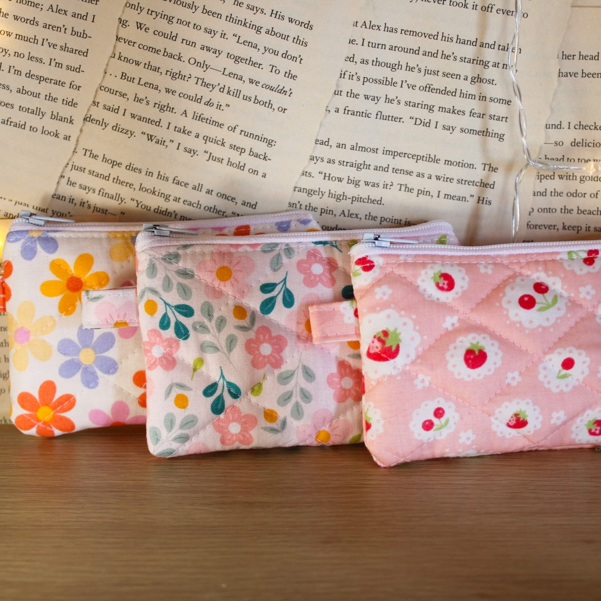 Floral Quilted Keychain Wallet Pouches