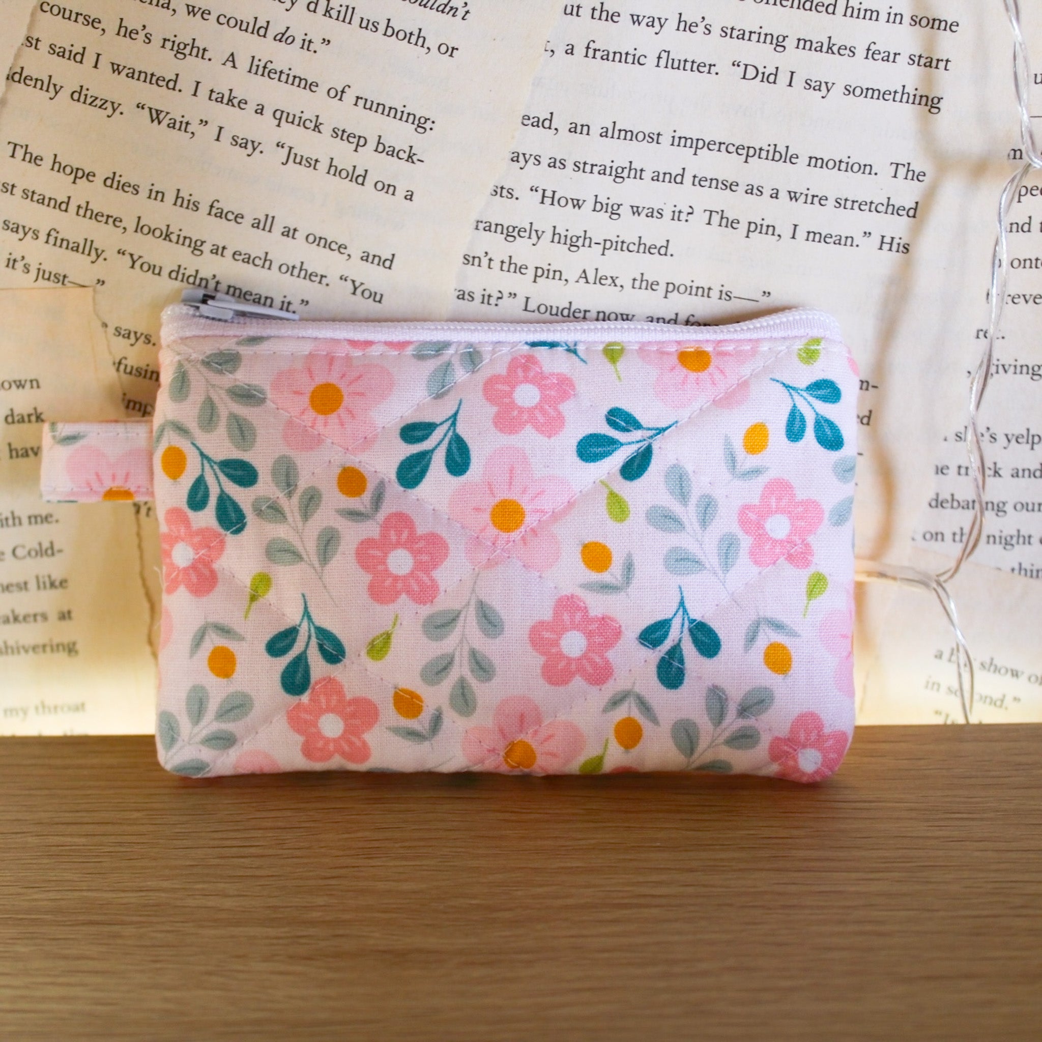 Floral Quilted Keychain Wallet Pouches