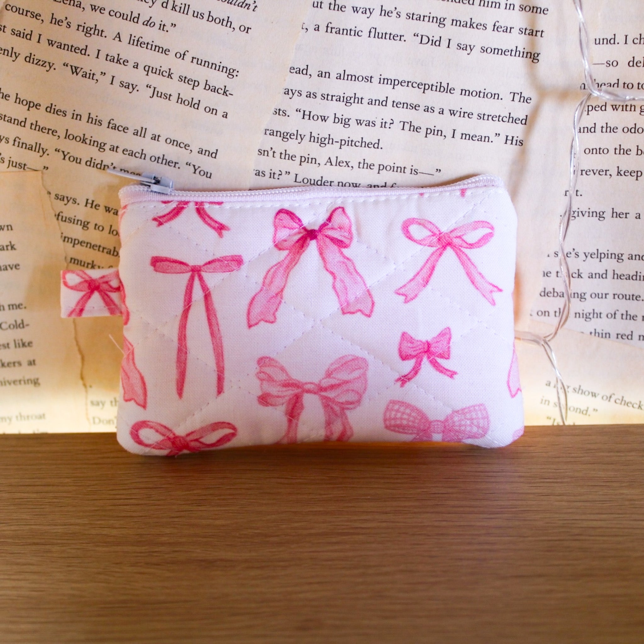 Bow Quilted Keychain Wallet Pouches