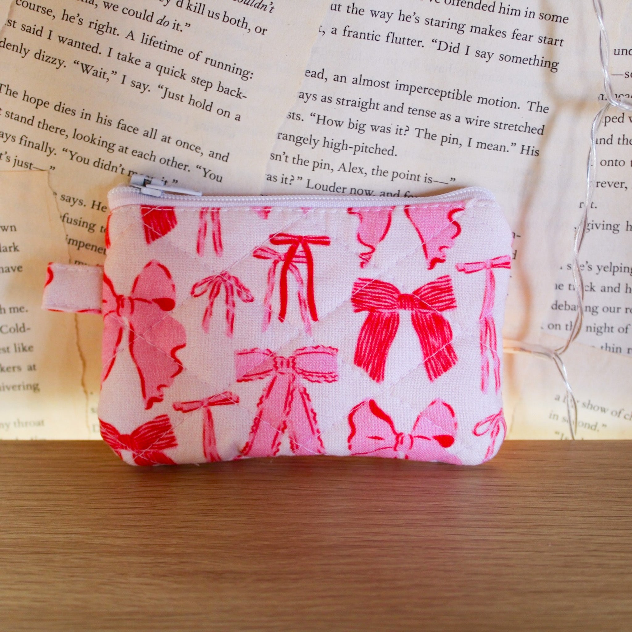 Bow Quilted Keychain Wallet Pouches